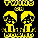 TREZ TWINS ON BOARD 双子 ツインズ BOY&BOY 男の子 男の子 男男 ステッカー 【BABY IN CAR】 (イエロー)