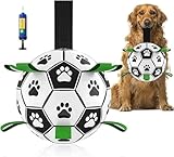 Healthman ストラップ付き犬用おもちゃボール、インタラクティブな犬用おもちゃ、水、庭、屋外用の楽しい犬用フットボール (Large)