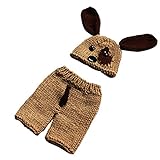 Baoblaze 赤ちゃん　男の子　かぎ針編み　犬デザイン　帽子　パンツ　衣装　写真　小道具