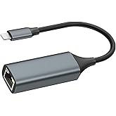 Lightning 有線LANアダプター 30-100/Mbps 高速安定伝送、i-Phone 有線 LAN コネクタ i-Pad/i-Phone 14/13/i-Phone 14Pro/12/XR などに対応 プラグアンドプレイ 電源不要 (グレー