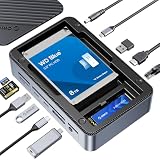 ORICO USB-C ハブ12-in-1 HDDドッキングステーション M.2 SSD NVMe SATA 2.5/3.5インチHDD対応 10Gbps高速転送 内蔵ファン 4K@60Hz HDMI出力 SD/TFカードスロット ギガビットイーサネット 100W PD急速充電 Windows/macOS対応