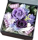 花由 ボックスフラワー hana cube 黒箱 【プリザーブドフラワー】 パープル