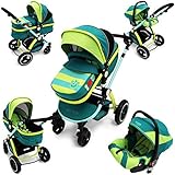 i-Safe System - Lil Friend Trio Travel System Pram & Luxury Stroller 3 in 1 Complete With Car Seat b