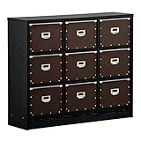 デザインチェスト Milano〔ミラノ〕 3x3 チェスト： ブラック ウッド+ボックス： ブラウン