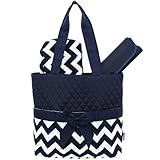 White & Navy Chevron Print 3pc. Diaper Bag by NGIL [並行輸入品]