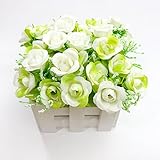 【 アイサキ 】 敬老の日 撮影 小道具 人工 観葉植物 造花 光触媒 インテリア 玄関 ギフト お祝い プレゼント (白柵×ホワイトフラワー)