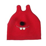 Liebeye 新生児ハット　通気性　コットン　キャップ　マウスパターン 赤