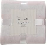 Elegant Cotton Knit Baby Blanket Striped (pink/white) by Cream Bebe