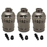 LJY 3-Pack UL Listed E26/E27 Edison Socket Medium Screw Base Retro Pendant Lamp Holder Without Switc