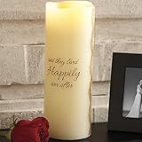 8 " Flamelessバニラ香りつきウェディングPillar Candle withちらつきLEDライト