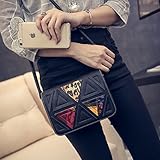 Mutell（TM）女性ヴィンテージPUレザーショルダーバッグトライアングルパッチワークのメッセンジャーバッグの高品質ソリッドジッパークロスボディバッグ