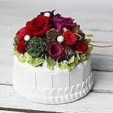 「真っ赤なバラのホールケーキ」フラワーケーキ 記念日やお誕生日のギフトにどうぞ（プリザーブドフラワー）