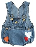 (コ-ランド) Co-land ベビー服 ロンパース 赤ちゃん カバーオール 新生児 サロペット デニム ショート丈 ジーンズ ハート柄 つなぎ服 女の子 可愛い ライト 73