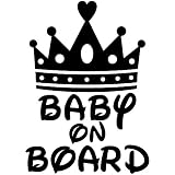 TREZ BABY ON BOARD プリンセス お姫様 ティアラ 王冠 ステッカー 【BABY IN CAR】 (ブラック)