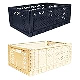 【Ay-kasa】 収納ボックス コンテナ マルチウェイ マキシボックス 2個セット (ネイビー×バニラ)