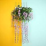 Auntwhale 人工花2フィートのシルク藤のアイビー樹皮緑の葉は、結婚式のパーティーホームガーデンの壁の装飾のためのつるばらガーランド