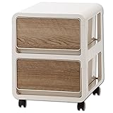 木目調プラスチック収納ケース バウム 2段タイプ No.3 キャスター付き 完成品 収納棚 国産 収納プラスチックチェスト 木製風前板 収納ケース 引出し おもちゃ (2段タイプ, 木目調前板 No.3)