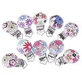 Kesoto ベビー　おしゃぶりホルダー　おしゃぶりクリップ　木製　おしゃぶり　チェーン　全3色　10Pcs - 花