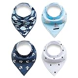 iEvolve ベビードールビブス 調節可能な 男の子 女の子 ビブ ６重 お 食事 エプロンコットン100% 柔らかい 4枚セット (Baby Boys 1)