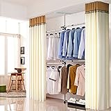 伸縮式　 突っ張り クローゼットハンガー 　ワイドカーテン付き　　大量収納