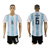 wision 2018ワールドカップアルゼンチン# 6メンズ半袖Home Soccer Jersey (ブルー/ホワイト) S ブルー