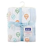 Hudson Baby ハドソンベビー  モスリンコットン おくるみ ブランケット 2枚セット Muslin Swaddle Blankets 2pk (バルーン ブルー) [並行輸入品]