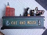 アンティークレプリカ猫とマウスAuthentic Foundry Iron Mechanical Bank