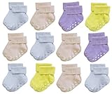 デラックスアンチノンスキッドスリップソリッドプレーンSocks withグリップfor Baby Toddler Girls