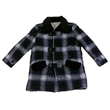 ボア襟が暖かいポケット付き中綿入りコート（濠Du） ブルーチェック 110cm