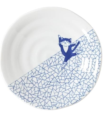 Amazon | 美濃焼 猫 SHICHITA シチタ ソメネコ 13cm皿 氷裂紋 | やまに