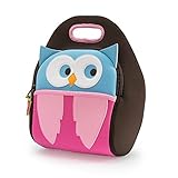 Dabbawalla Bags Hoot Owl Kids' Insulated Washable & Eco-Friendly Lunch Bag Tote Pink/Brown/Blue by D
