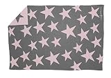 Lorena Canals Wool Rug Blanket Stars (Dark Grey/Pink) by Lorena Canals