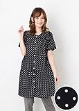 半袖マタニティ パジャマ　春夏～夏〜夏秋　竺先ドット（水玉）柄マタニティパジャマ 半袖 授乳パジャマ/マタニティ パジャマ 前開き 入院用にもオススメ/　ドット授乳口付き・半袖・ロング丈 (M, 黒)