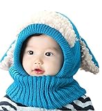 ベビー女の子男の子冬帽子スカーフイヤーフラップフードスカーフスカルキャップ カラー: ブルー