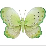 HangingバタフライグリーンホワイトTriple Layeredナイロンメッシュ蝶デコレーション装飾赤ちゃん保育園寝室女の子部屋天井壁装飾結婚式誕生日パーティーベビーシャワーバスルームKid Ch