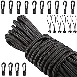 バンジーコード（幅6MM *長さ14M）ロスゴール固定*６個 ショックコードフック*14個 弾性ロープ ゴムバンド カラビナ付き ゴム紐 固定紐 荷台 荷締め 耐久