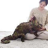 シミュレーションカメレオンぬいぐるみ - トカゲぬいぐるみ 本物の爬虫類 野生のトカゲ カメレオンぬいぐるみ 子供へのギフト、(27.5インチ)(ブラウン)