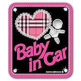 ピンキー BABY IN CAR ベビーインカー ステッカー 赤ちゃんが乗ってます ベビーinカー セーフティーサイン