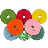 Konfor 7枚入セット ウェット ダイヤモンド 研磨パッド 10cm 大理石花崗岩用 50-3000グリット