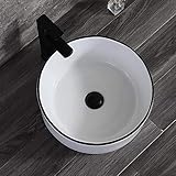 Homelava 洗面ボウル 陶器製 置き型 洗面器 洗面所 洗面台 手洗いボウル 排水金具付き 3点セット Ｄ415*H135mm