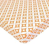 American Baby Company 100% Cotton Percale Fitted Portable/Mini Crib Sheet, Orange Tweedle Dee Tile b