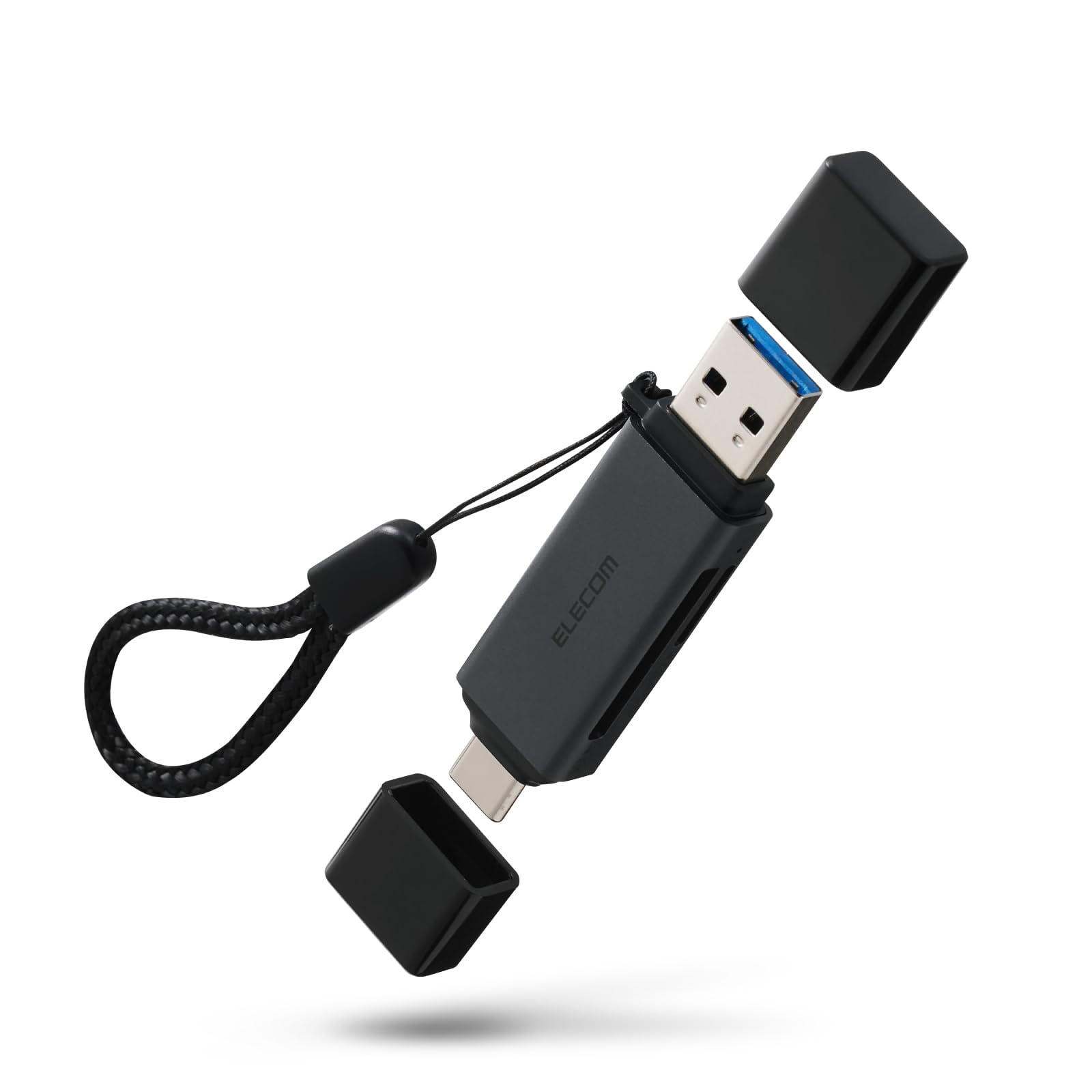 エレコム カードリーダー USB Type-C & USB-A 両対応 SD/microSD 2スロット同時使用 UHS-I対応 直挿し アルミ筐体 ドライバ不要 ブラック MR3C-D21EBK