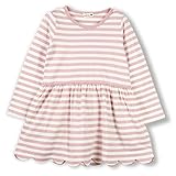 ブランシェス（branshes） ボーダー×スカラップ長袖ワンピース【ピンク/（04）100cm】