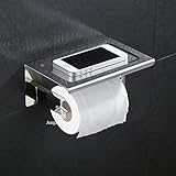 トイレペーパーホルダー角度、シンプルなステンレススチールバスルームトイレペーパーティッシュホルダー携帯電話ストレージシェルフ JB001