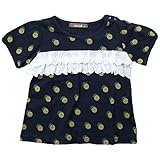 《春夏対応》 nico hrat(ニコフラート) 製品洗い加工済み 42/2天竺半袖たんぽぽ総柄Tシャツ 80cm /NV NO.B-270114