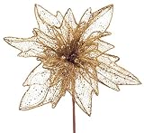 パックの4ゴールドGlitteredメッシュポインセチアStem 36 "
