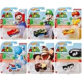 Hot Wheels スーパーマリオキャラクターカー – コンプリート6パック(GJJ23‑956G) | マリオ、ルイージ、デイジー姫、ブルーヨッシー、ドンキーコング、弾丸の札付き | 1:64スケール ダイキャスト車 – Mattel 対象年齢3歳以上。