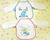 エプロン　お食事エプロン　長袖エプロン2枚セット　キャットと エレファント