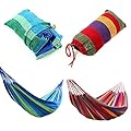 Outdoor Hammocks, Portable Fabric/Canvas Double Camping Hammock Hanging Bed High Strength With Adjustable Tree Straps For Outdoor Travel Tactical
