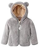 (ラボーグ)La Vogue ベビー コート 暖かい ジャケット 熊 フード付き ジッパー もこもこ 可愛い 保温 柔らかい パーカー 動物ぬいぐるみ キッズ 80 グレー